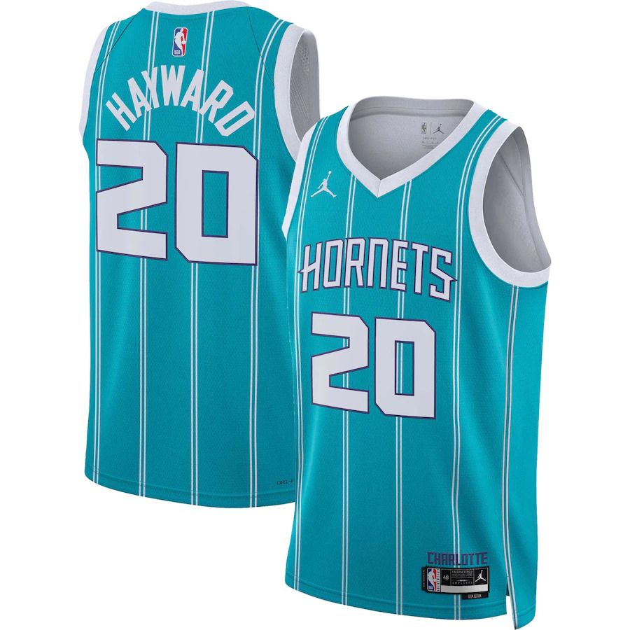 Men Charlotte Hornets #20 Gordon Hayward Nike Teal Icon Edition 2022-23 Swingman NBA Jersey->customized nba jersey->Custom Jersey